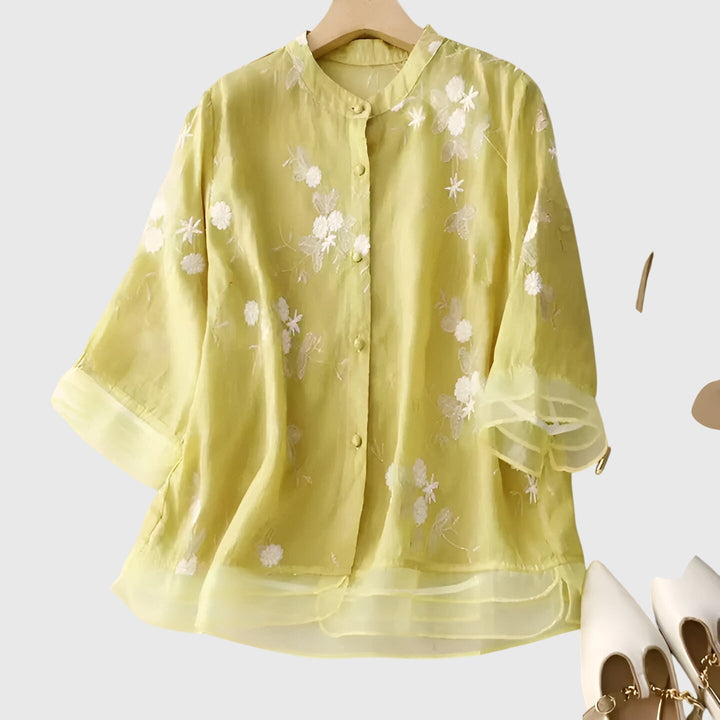 Nellie™ | Haut Élégant avec Fleurs Brodées